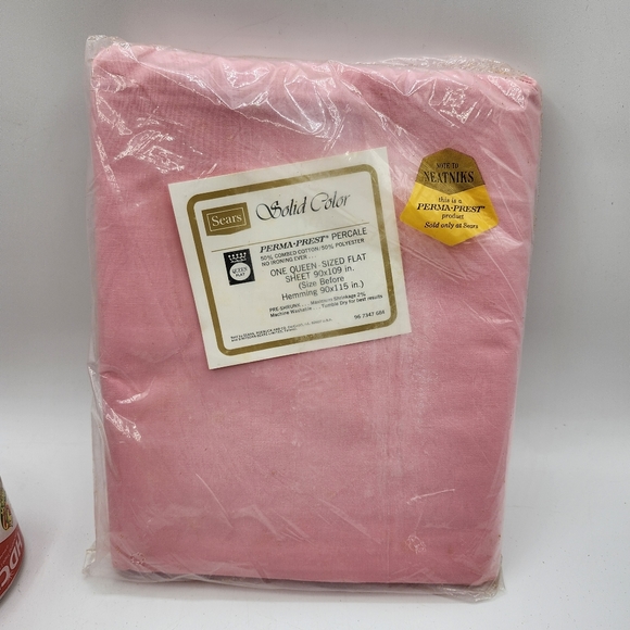 SEARS Vintage PINK Perma-Prest Percale Queen Flat Sheet Neatnik - Picture 2 of 5